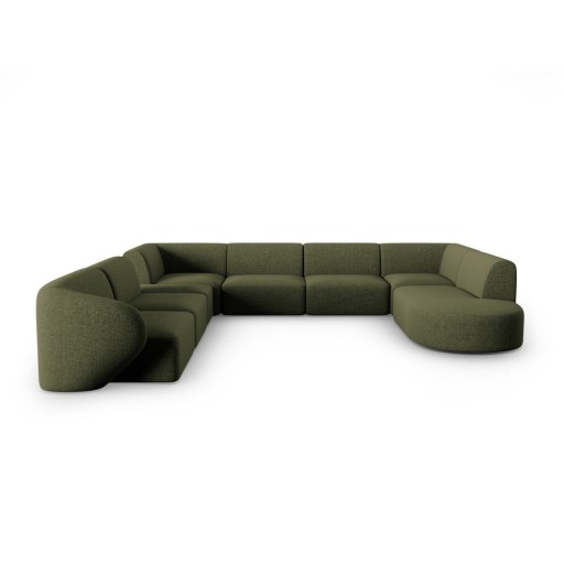 Colțar verde cu tapițerie din chenille (cu colț pe partea stângă, în formă de "U") Paolo – Milo Casa