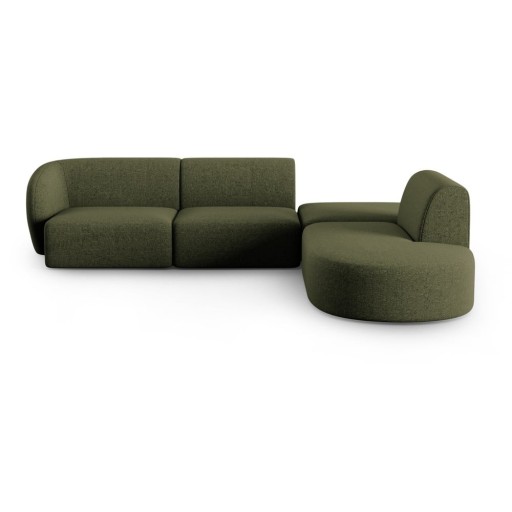Colțar verde cu tapițerie din chenille (cu colț pe partea dreaptă, în formă de ”L”) Paolo – Milo Casa
