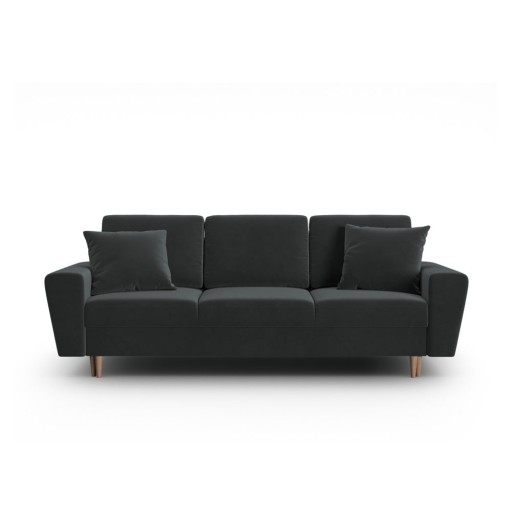 Canapea gri închis extensibilă, cu spațiu de depozitare cu tapițerie din catifea 235 cm Kyoto – Cosmopolitan Design