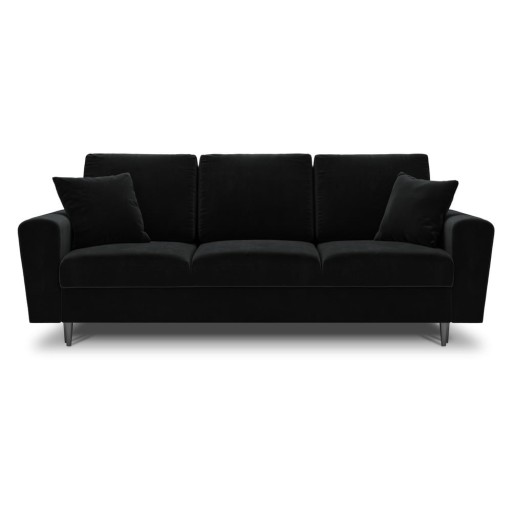 Canapea neagră extensibilă, cu spațiu de depozitare cu tapițerie din catifea 235 cm Kyoto – Cosmopolitan Design