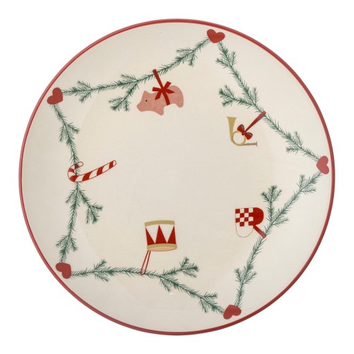 Farfurie crem din gresie ø 25,5 cm cu model de Crăciun Yule – Bloomingville
