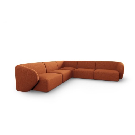 Colțar teracotă cu tapițerie din chenille Paolo – Milo Casa