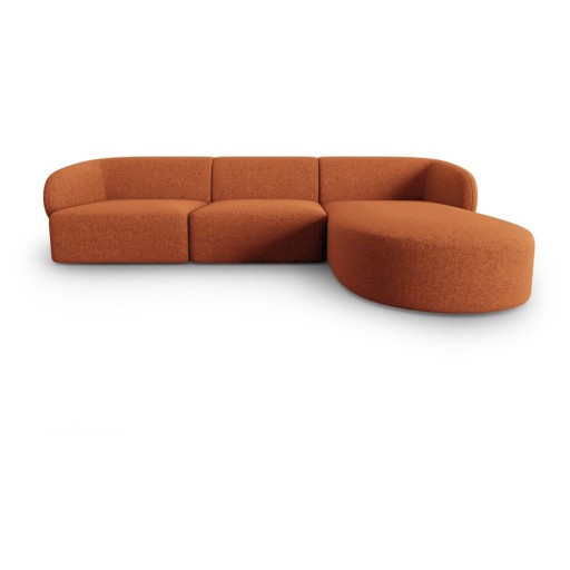 Colțar teracotă cu tapițerie din chenille (cu colț pe partea dreaptă, cu șezlong) Paolo – Milo Casa
