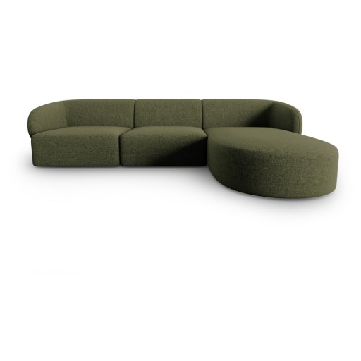 Colțar verde cu tapițerie din chenille (cu colț pe partea dreaptă, cu șezlong) Paolo – Milo Casa