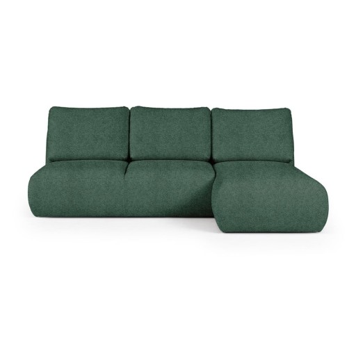 Colțar verde cu tapițerie din țesătură bouclé (cu colț pe partea dreaptă, cu șezlong) Mirel – Rodier