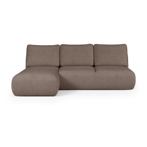 Colțar maro cu tapițerie din țesătură bouclé (cu colț pe partea stângă, cu șezlong) Mirel – Rodier