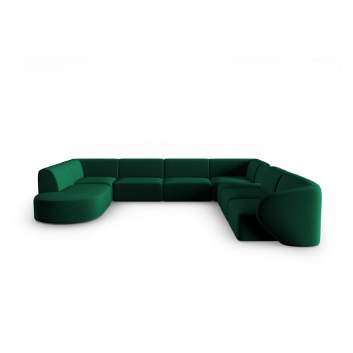 Colțar verde cu tapițerie din catifea (cu colț pe partea dreaptă, în formă de "U") Paolo – Milo Casa