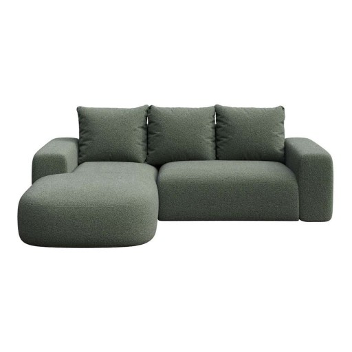Colțar verde cu tapițerie din țesătură bouclé (cu colț pe partea stângă, cu șezlong) Monce – Rodier