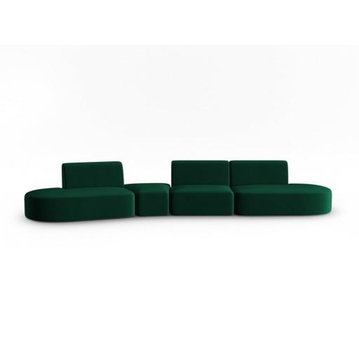 Canapea verde cu tapițerie din catifea cu colț pe partea stângă 428 cm Paolo – Milo Casa