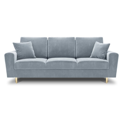 Canapea albastru-deschis extensibilă, cu spațiu de depozitare cu tapițerie din catifea 235 cm Kyoto – Cosmopolitan Design