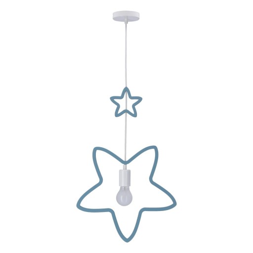 Lustră albă/albastru-deschis cu abajur textil Single – Candellux Lighting