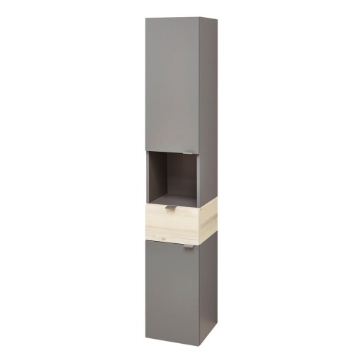 Dulap de baie gri-în culoare naturală cu aspect de lemn de pin 170x30 cm Quickset 394 – Pelipal