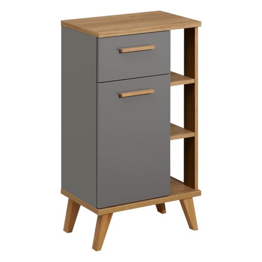 Dulap de baie gri-în culoare naturală jos cu aspect de lemn de stejar 50,5x89,5 cm Quickset 924 – Pelipal