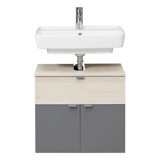 Dulap fără chiuvetă gri-în culoare naturală suspendat cu aspect de lemn de pin 53x60 cm Quickset 394 – Pelipal