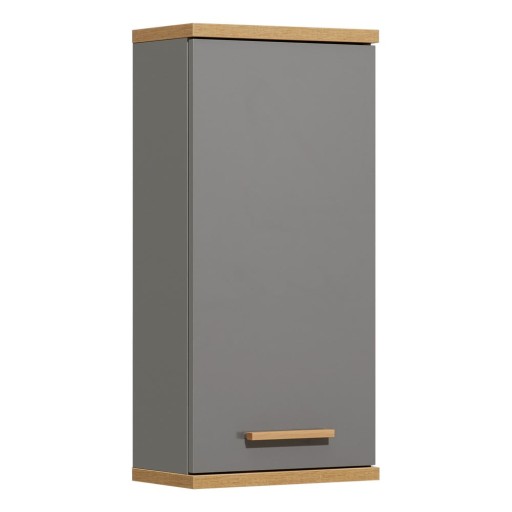Dulap de baie gri suspendat cu aspect de lemn de stejar 35,5x74,5 cm Quickset 924 – Pelipal