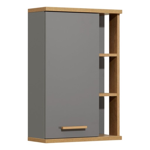 Dulap de baie gri suspendat cu aspect de lemn de stejar 50,5x74,5 cm Quickset 924 – Pelipal