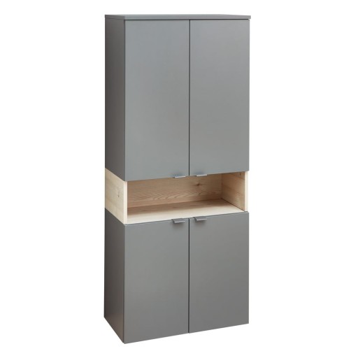 Dulap de baie gri-în culoare naturală înalt/suspendat cu aspect de lemn de pin 142x60 cm Quickset 394 – Pelipal