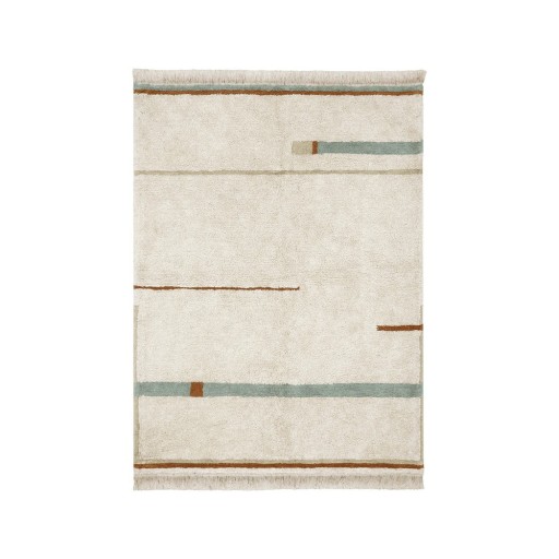 Covor albastru/crem lavabil/țesut manual din bumbac 200x300 cm Lanes Vintage Blue – Lorena Canals
