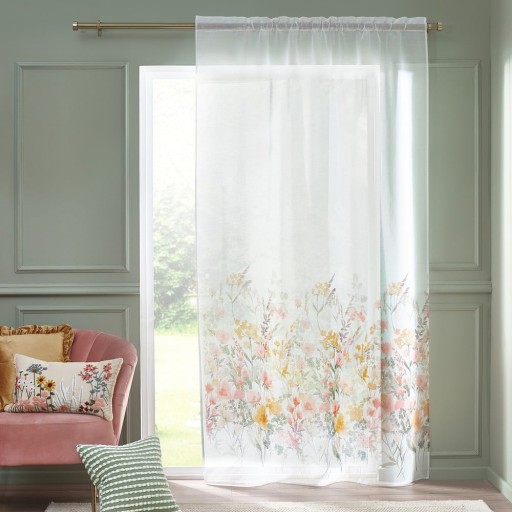 Perdea albă din voal 140x229 cm Countryside Floral – Catherine Lansfield