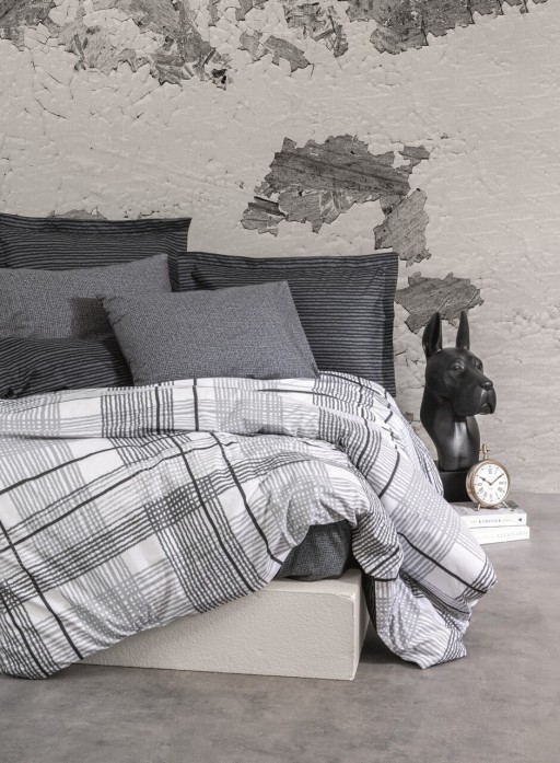 Lenjerie de pat pentru o persoana, Will - Anthracite, Cotton Box, Bumbac Ranforce