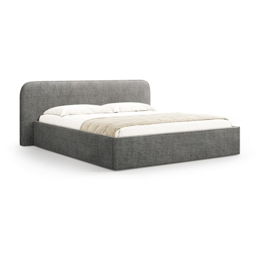 Pat matrimonial gri închis tapițat cu spațiu de depozitare cu somieră 180x200 cm Elizabeth – Micadoni