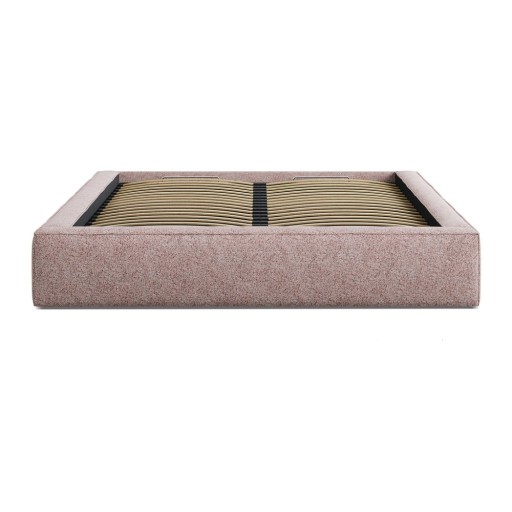 Pat matrimonial roz deschis tapițat cu spațiu de depozitare cu somieră 160x200 cm Simon – Micadoni