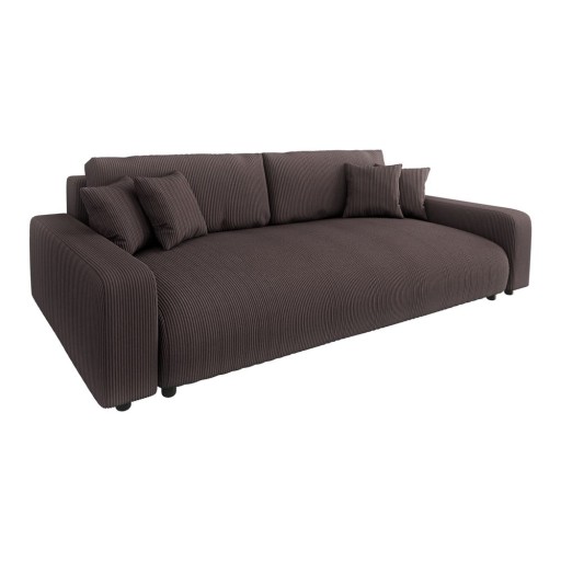 Canapea maro extensibilă, cu spațiu de depozitare, cu tapițerie din catifea reiată 234 cm Sara – Ropez