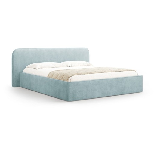 Pat matrimonial verde mentă tapițat cu spațiu de depozitare cu somieră 200x200 cm Elizabeth – Micadoni