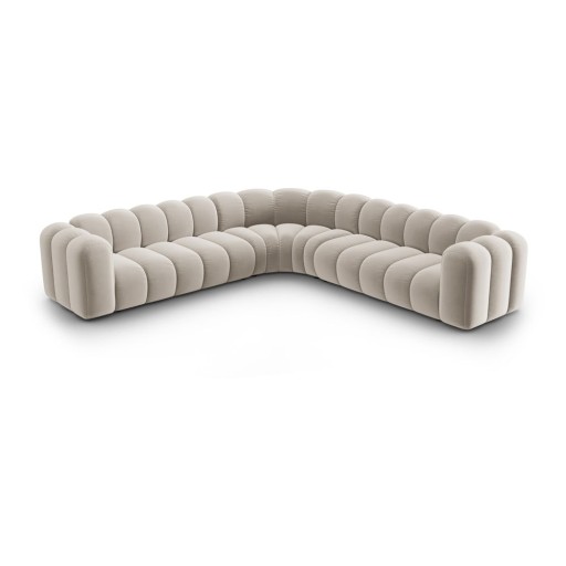 Colțar modular crem cu tapițerie din catifea Lupine – Micadoni