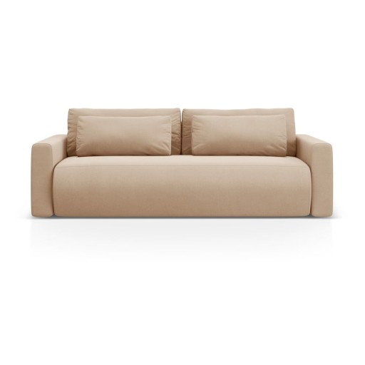 Canapea maro deschis extensibilă, cu spațiu de depozitare cu tapițerie din catifea 238 cm Belfast – Cosmopolitan Design