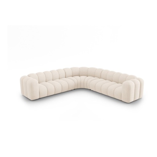 Colțar modular crem cu tapițerie din chenille Lupine – Micadoni