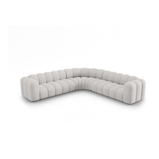 Colțar modular gri deschis cu tapițerie din chenille Lupine – Micadoni