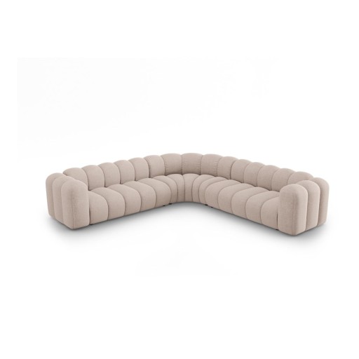 Colțar modular bej cu tapițerie din chenille Lupine – Micadoni