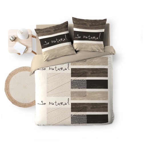 Lenjerie de pat maro din bumbac pentru pat dublu 200x200 cm So Natural – douceur d'intérieur