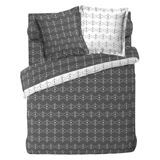 Lenjerie de pat albă/gri închis din bumbac pentru pat dublu/extinsă 240x220 cm Aristide – douceur d'intérieur