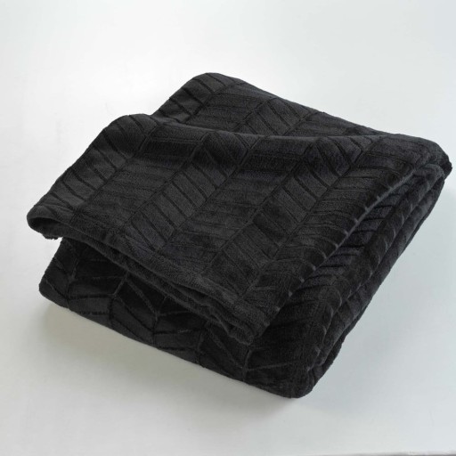 Cuvertură neagră din microflanel 180x220 cm Arya – douceur d'intérieur