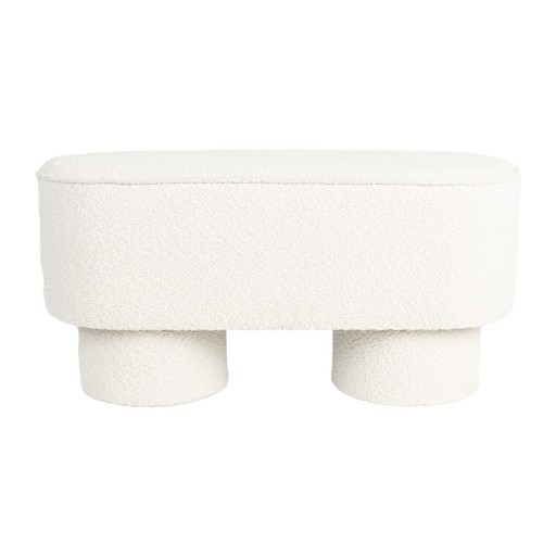 Bancă albă cu tapițerie din țesătură bouclé Marcos – White Label