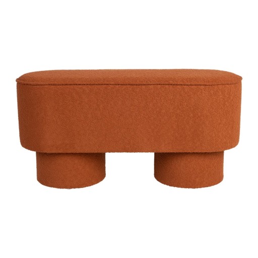 Bancă cărămizie cu tapițerie din țesătură bouclé Marcos – White Label
