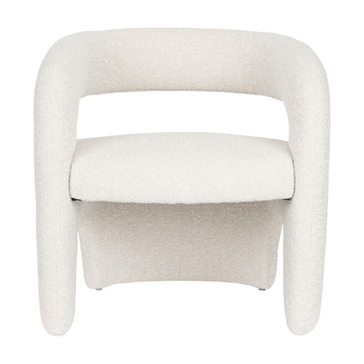 Fotoliu alb cu tapițerie din țesătură bouclé Nova – White Label
