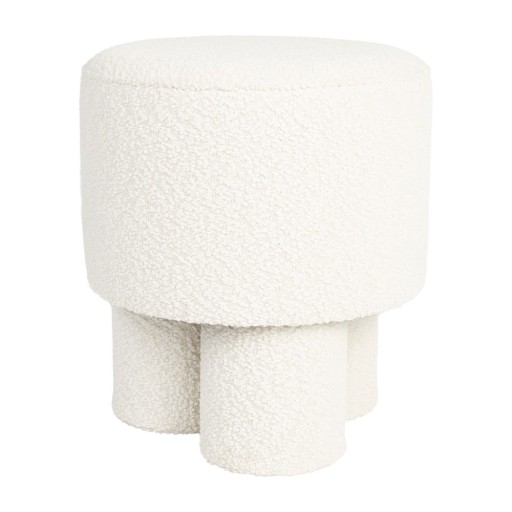 Taburet alb cu tapițerie din țesătură bouclé Marcos – White Label