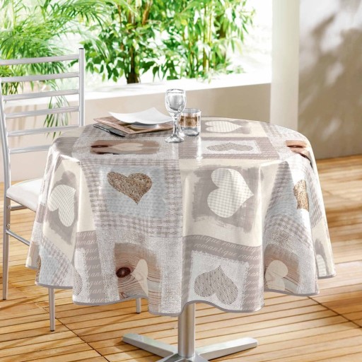 Față de masă lavabilă din PVC ø 160 cm Cosy Coeur – douceur d'intérieur