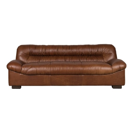 Canapea maro cu tapițerie din piele 214 cm Douglas – Dutchbone