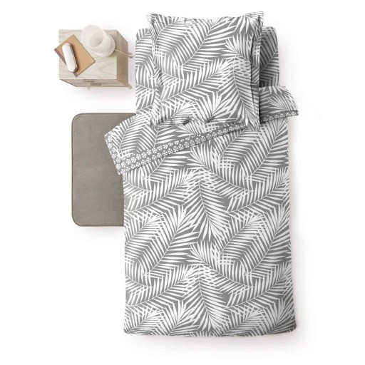 Lenjerie de pat gri din bumbac pentru pat de o persoană 140x200 cm Botania – douceur d'intérieur