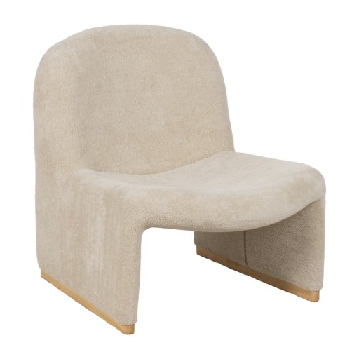 Fotoliu bej cu tapițerie din țesătură bouclé – Ixia