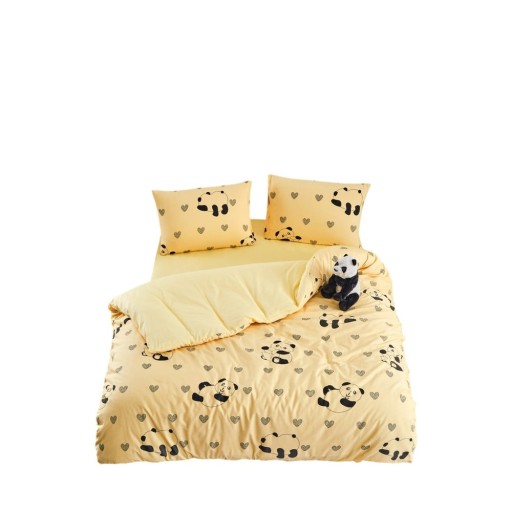 Lenjerie de pat galbenă pentru pat de o persoană/extinsă cu cearceaf inclus/cu 3 piese 160x220 cm Panda – Mila Home