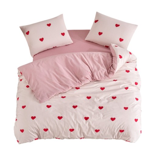 Lenjerie de pat roz pentru pat de o persoană/extinsă cu cearceaf inclus/cu 3 piese 160x220 cm Red Heart – Mila Home