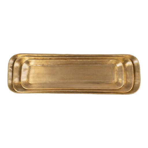 Tăvi decorative 3 buc. din metal 14x48 cm Grau – Ixia