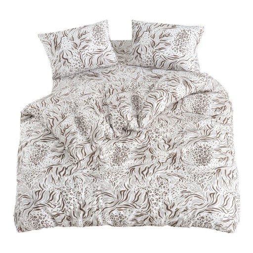 Lenjerie de pat albă/maro pentru pat de o persoană/extinsă cu cearceaf inclus/cu 3 piese 160x220 cm Modern – Mila Home