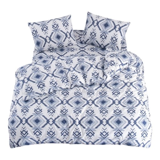 Lenjerie de pat albă/albastră pentru pat dublu/extinsă cu cearceaf inclus/cu 4 piese 200x220 cm Geometric – Mila Home
