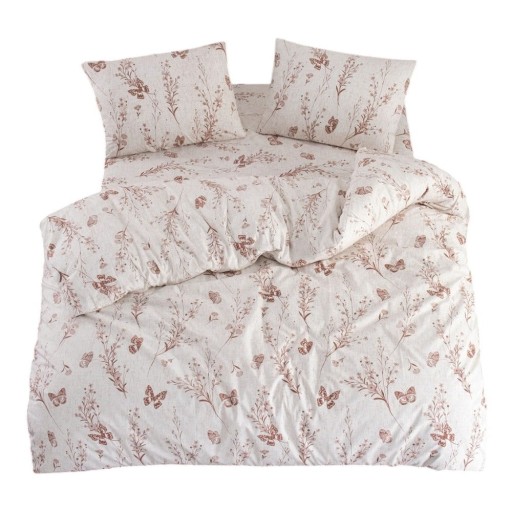 Lenjerie de pat bej pentru pat de o persoană/extinsă cu cearceaf inclus/cu 3 piese 160x220 cm Floral Butterfly – Mila Home